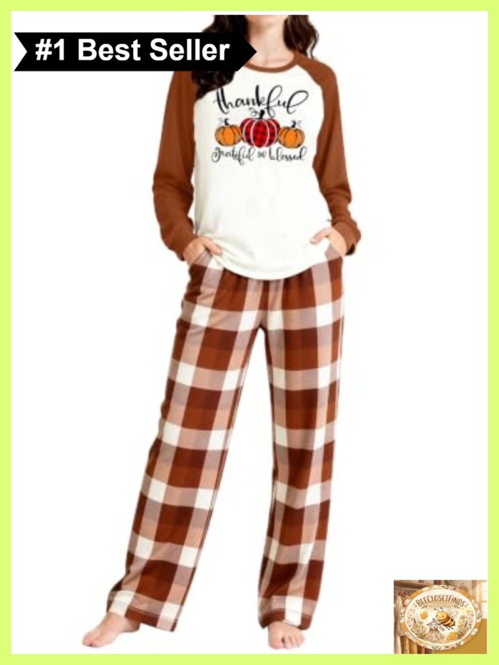 Thanksgiving 2 Piece Pant Set Pumpkin Raglan Long Sleeve Tee Fall Loungewear